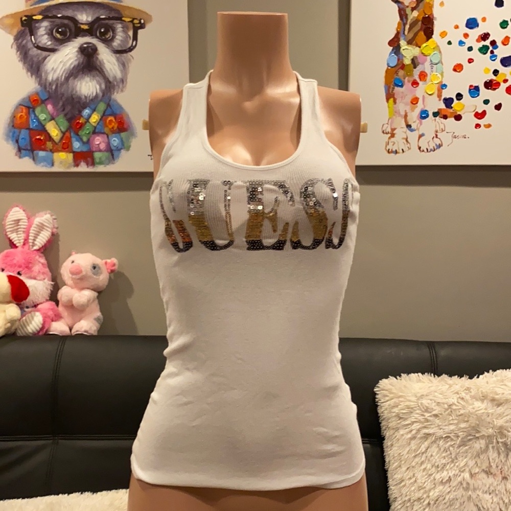 GUESS Y2k 90’s sequin ombré racer back tank top size xs